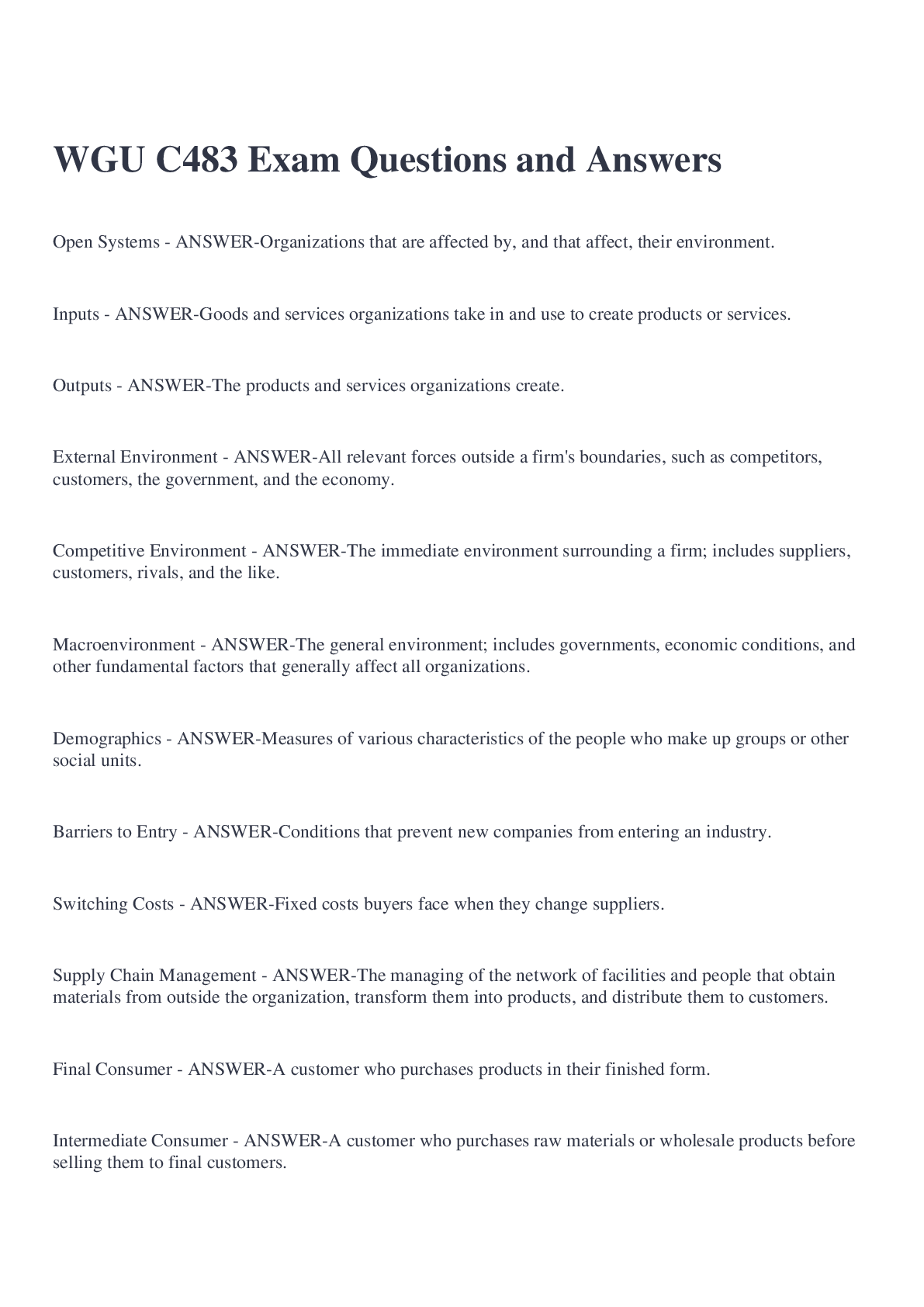 Preview image for WGU C483 Exam Questions and Answers